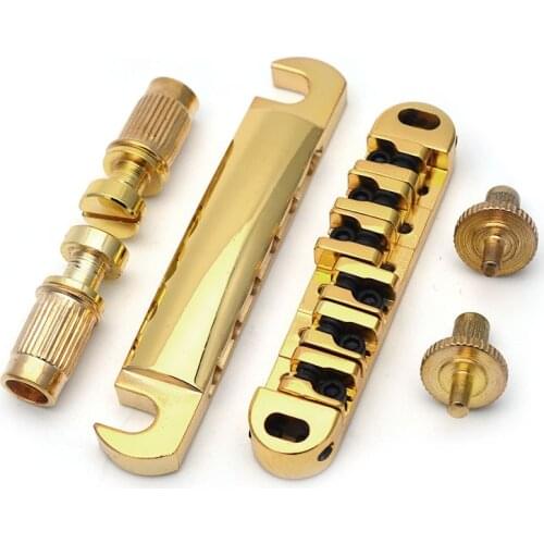 Roller Guitar Bridge Locking Tune-O-matic Bridge Tailpiece Tail For LP Electric Guitar Gold/Chrome