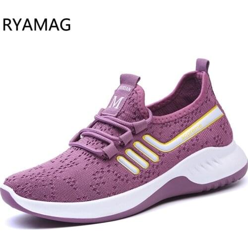 RYAMAG Womens Mesh Sneakers Spring 2021 New Women Casual Running Shoes Lace-up Shoes Breathable Shoes Sports Shoes Women