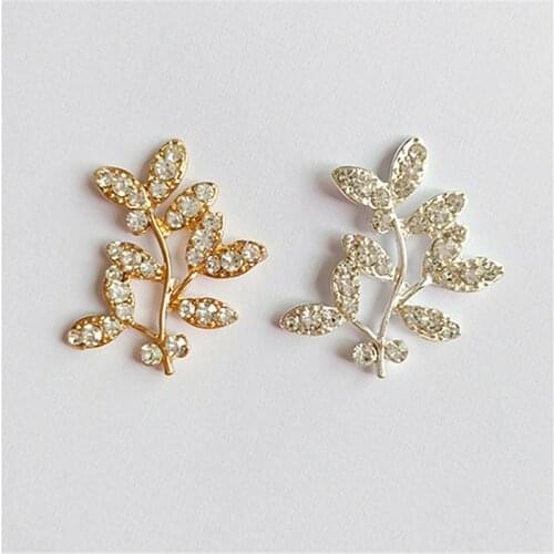 SEA MEW 5 PCS 3cm*3.2cm Fashion Metal Alloy Gold/Silver Color Branch Leaves Connectors Charm For Jewelry Making