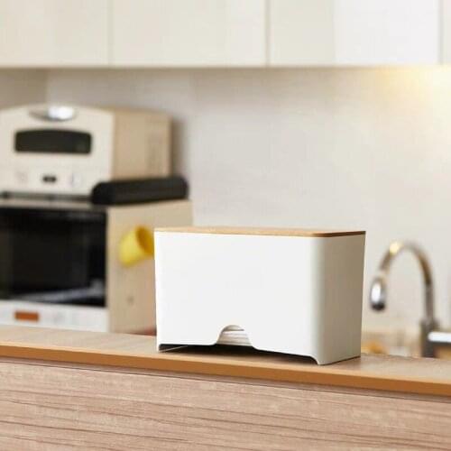 Mouth Mask Organizer Storage Box Household Desktop Wooden Cover Storage Rack Dustproof Mask Container Masks Tissues