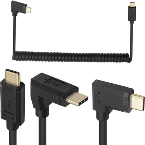 USB C to USB C 3.1Version 10Gbps Data Transfer 4K 60Hz Coiled Spring Spiral Cable for Laptop, Monitor, Portable SSD, Smartphone