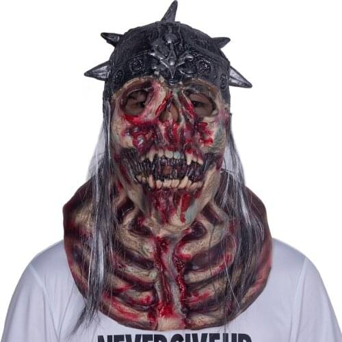 Scary Skull Mask Halloween Terror Undead Party Cosplay Costume Props Lifelike Latex Headgear