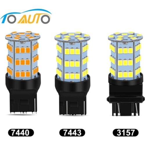 1pcs T20 W21/5W 7443 7440 W21W Led bulb T25 3157 54SMD 2835 Chips Light Car Tail Bulb Brake Lights Turn Reverse Lamp 12V White