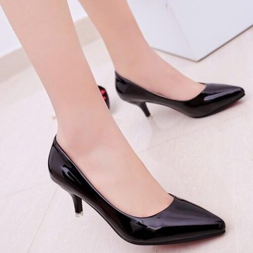 Fashion Office Work Pumps Women Shoes Elegant Heeled women Stiletto Party Pointed Toe Patent Leather Thin Heels Shoes