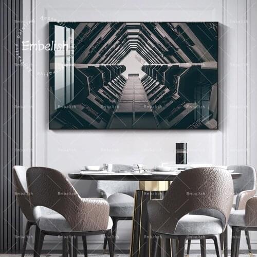 Embelish Black And White Building Modern Home Decor Posters For Living Room Wall Art Pictures HD Print Canvas Painting Artworks