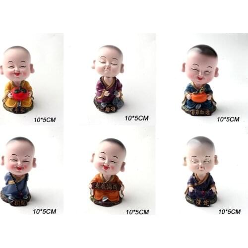 Car Ornaments Resin Cute Shaking Head Monk Buddha Figurine Automobile Decoration Home Auto Interior Dashboard Decor Accessories