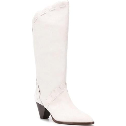 Women Shoes Paris Leesta 60mm Boots White Leather Fashion Boots
