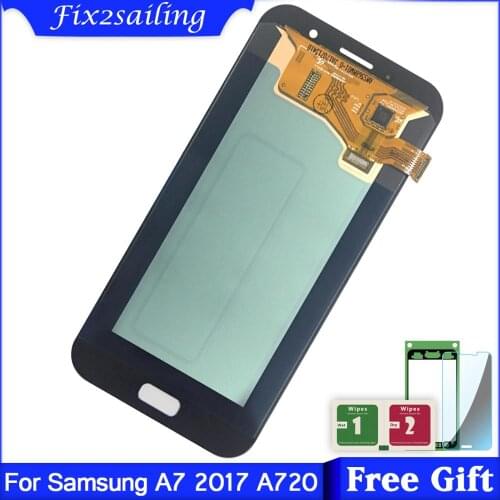 5.7inch 100% Tested Working LCDS For Samsung Galaxy A7 2017 A720 A720F LCD Display Touch Screen Digitizer AMOLED Phones LCD