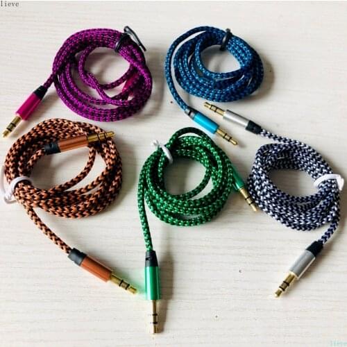 1PCS Color Nylon Jack Aux Cable 3.5Mm To3.5Mm Plug Audio Cable Male To Male Car Aux Cord For Xiaomi Sanxing Ect Gold-plated Plug