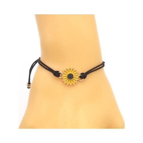 2pcs/lot Adjustable Size Sunflower Rope Bracelet Fashion String Bangle For Friendship Couple Holiday Gift