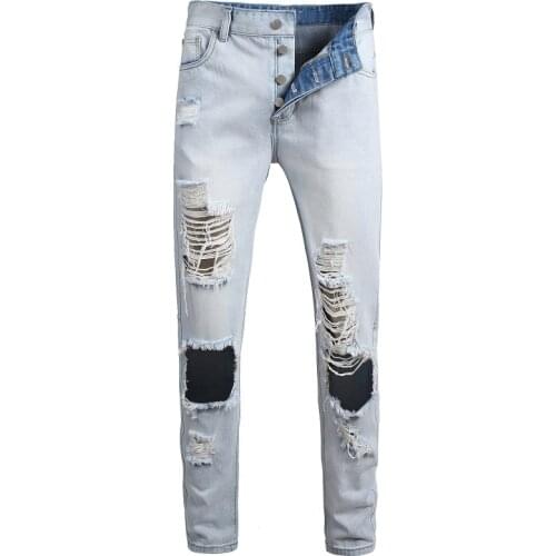 2020 Fashion Streetwear Mens Jeans Skinny Destroyed Ripped Jeans Broken Punk Denim Pants Vaqueros Hombre Hip Hop Jeans Men