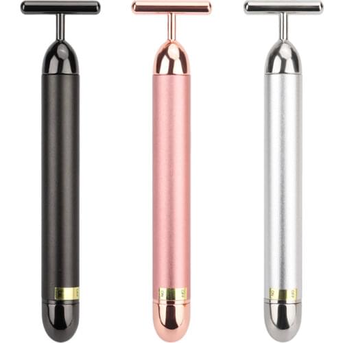 24k Gold Face Lift Bar Roller4 Colors T Shaped Vibrating Tool Vibration Slimming Massager Facial Stick Facial Beauty Skin Care