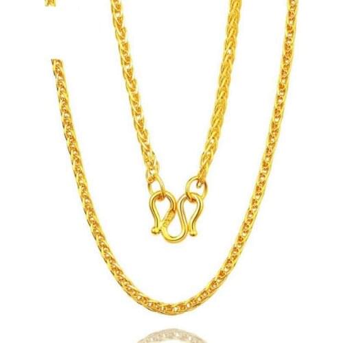 Pure 24K Yellow Gold Wheat Chain Necklace/ 999 Gold luxky perfect Necklace