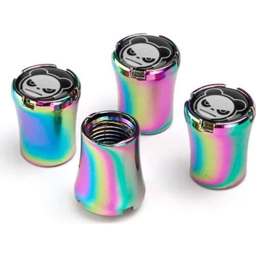 4pcs/Lot Panda head Car Tire Valve Caps For Abarth 595 500 124 Spride Badge Wheel Tires Air Dust Waterproof Screw Airtight Cap
