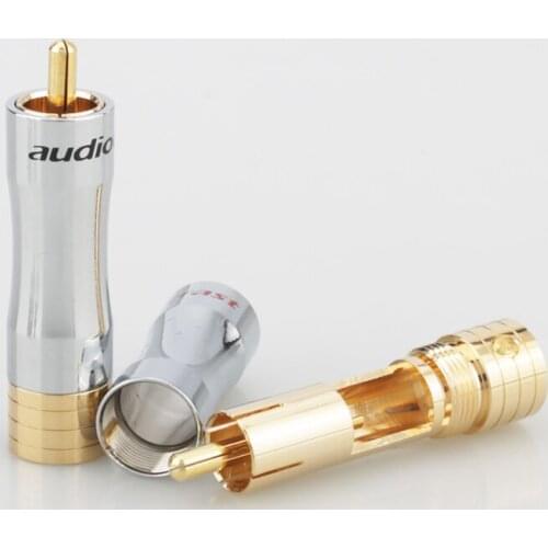 4xAudiocrast R011 RCA Male Plug Adapter Audio Phono Gold Plated Solder Connector RCA Repair Ends HIFI 8MM Cable Plug