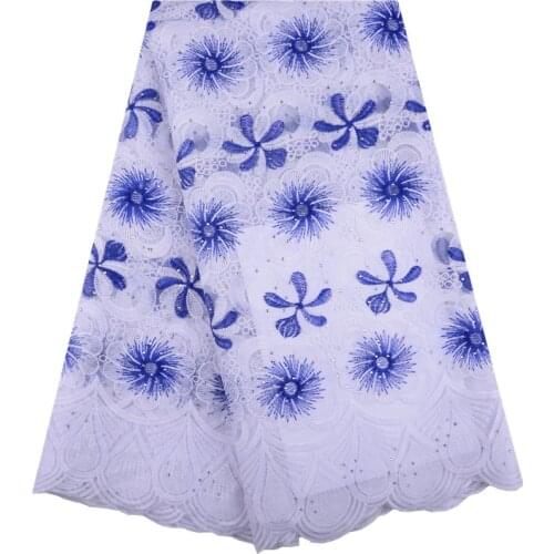 White+Blue African Cord Lace Fabric High Quality Fashion Milk Silk French Lace Fabric For Wedding Lace 5 Yards S1394