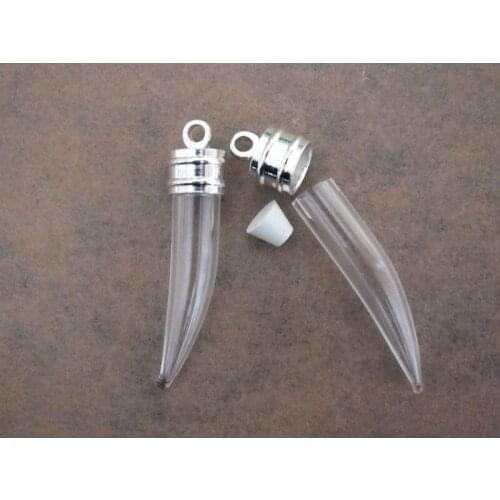 Free ship!! Pepper shaped glass pendant Silver plated cap ,or rice art necklace35x6mm