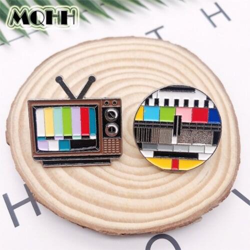 Cartoon Retro Childhood Memories TV Gramophone Stop No Signal Enamel Brooch Alloy Badge Clothes Bag Pin Jewelry Accessories Gift