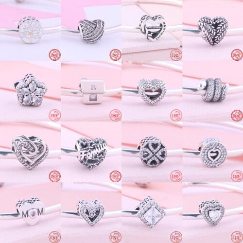 2021 New Original 925 Silver Simple Style Charm White Zircon Beads Fit Pandora Charms Bracelet For Women DIY Jewelry Accessories