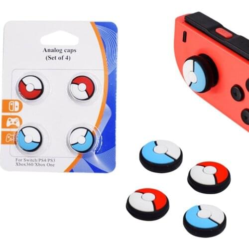 4pc Thumb Grips Caps Non-slip Thumb Grip for Pokeball Handle Button Cap Set Accessory for NS Nintend Switch Poke Ball Silicone