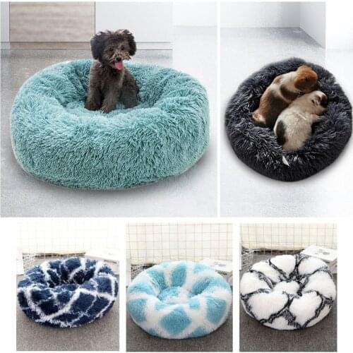 Long Plush Super Soft Dog Bed Pet Kennel Round Sleeping Bag Lounger Cat House Winter Warm Sofa Basket for Small Medium Large Dog