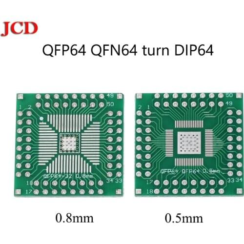 JCD New Adapter plate PCB QFP64 QFN64 turn DIP64 0.5MM 0.8MM IC adapter Socket / Adapter plate PCB