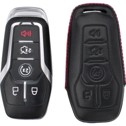 Leather Car-Key-Shape Car Key Case Cover for 2015 2016 2017 2018 Ford Fusion Mondeo Mustang Taurus F150 Explorer Edge Lincoln MK