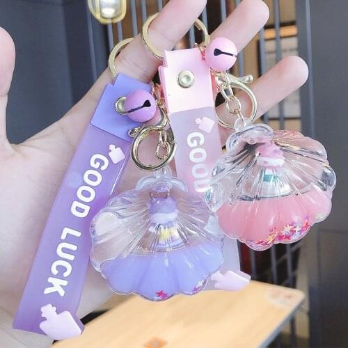 Creative Shell Floating Acrylic Keychain Cartoon Calf Doll Pendant Key Ring Women Couple Car Bag Charm Key Chains Ornaments