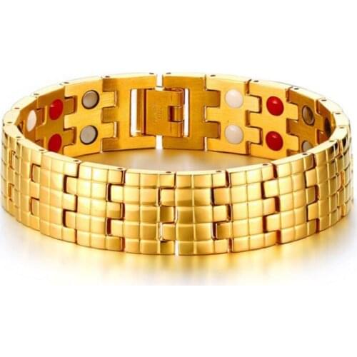 Magnetic Health Care Bracelet Bangle Gold-color Mens Chain Jewelry With Magnets