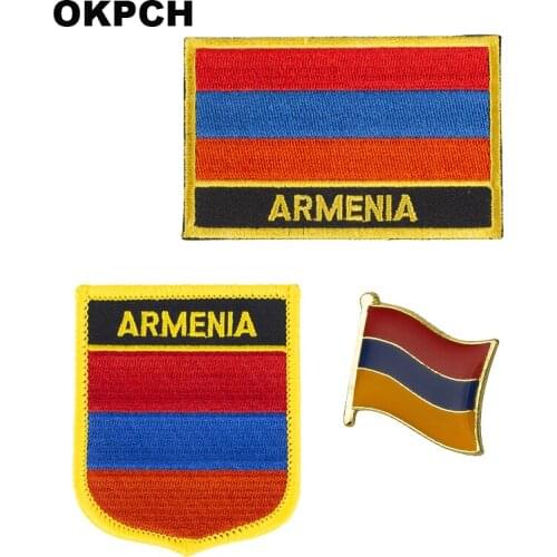 Armenia National Flag Embroidered Iron on Patches for Clothing Metal badges PT0198-3