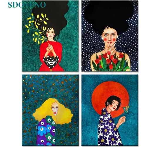 SDOYUNO 60x75cm DIY Oil Frameless Painting By Numbers Girl Digital Painting Abstract Figure Paint By Numbers On Canvas