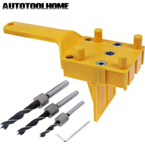 Woodworking Drill Guide with 6 8 10mm HSS Core Drill Bit Set fits Wood Drilling Portable Doweling Joinery Wood Dowel Jig Kit