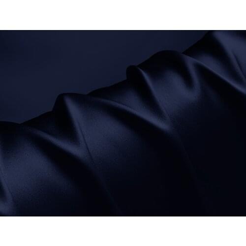 Natural Mulberry Stretch Satin (90% Silk+10% Spandex)16 19m/m Thick 42.5" ( 108cm) 55" (140cm) Width Light Navy Blue SilkFabric