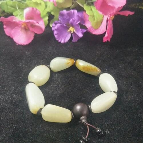 Natural He tian Jade Rough stone Jade Bracelet Jewelry Lucky Safety Auspicious Amulet Jade Bracelet Fine Jewelry