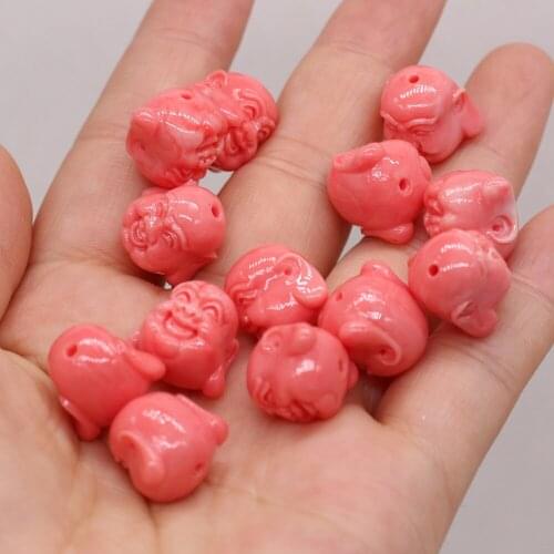 2021New Natural Coral Red Classic Buddha HeadThrough-hole Beads Carved Making FashionDIY Necklace Bracelet Accessories Gift10Pcs