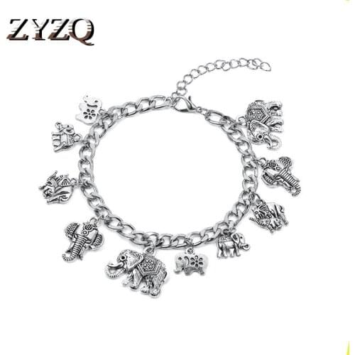 ZYZQ New Come High Quality Vintage Stylie Bracelets For Women With Lovely Elephant Shaped Pendant Dangle Accessories Jewelry