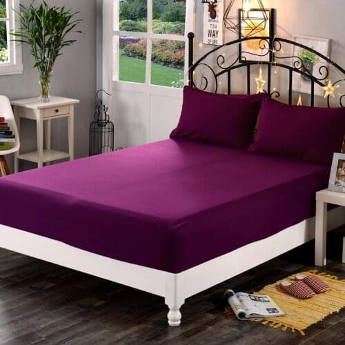 1pc 100% Polyester Solid Mattress Cover Sheet Four Corners With Elastic Fitted Sheet pillowcase fitted bed sheet