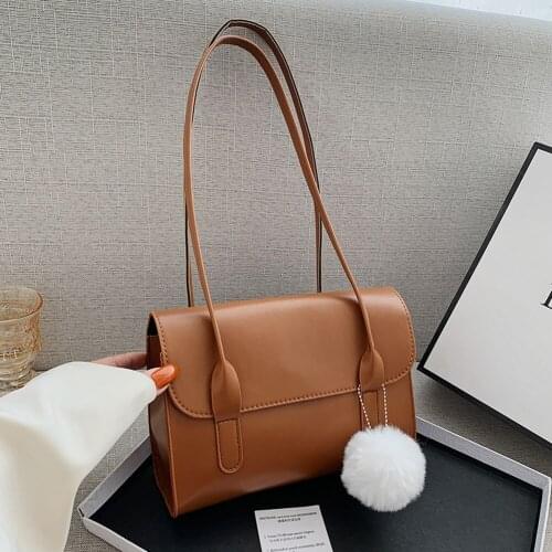 Popular Simple Female Daily Bag Casual Big Capacity Shoulder Bag Solid Leather Underarm Totes Handbag for Women