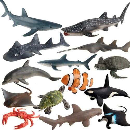 Realistic Mini Sea Life Animal Figurines Dolphin Shark Whale Set Model DIY Figures Miniature Sea Creatures Educational Toys Gift