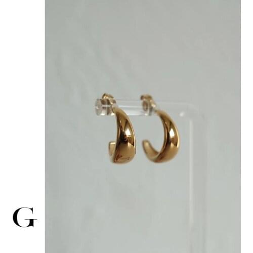 GHIDBK Hot Sale 2021 New Fashion Stainless Steel Delicate Croissant Glossy Geometric Hoop Earring Designed Street Style Jewelry