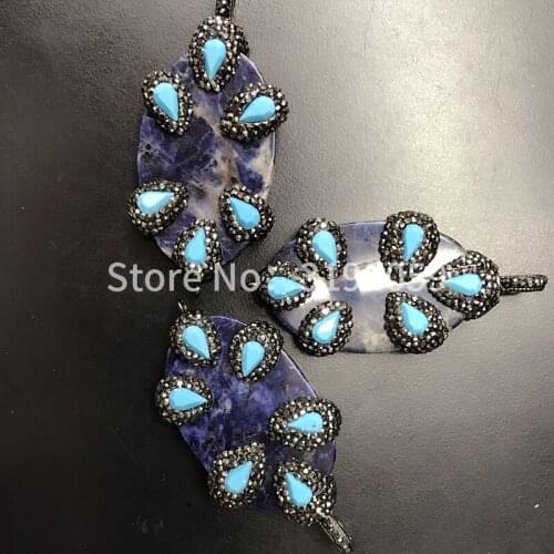 Natural purple stone inlaid with blue crystal earrings pendant fashion jewelry pendant DIY make a package of about 147 grams