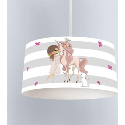 Lamp For Kids Bedrooms Light Chandelier for Living Room Childrens Room White Gray Unicorn Love Girl Rabbit Pattern 1401