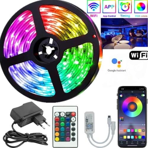 Google smart phone LED light bar 16 feet (about 5 meters) WiFi LED light 2835 RGB 12v power supply Suitable for home TV party