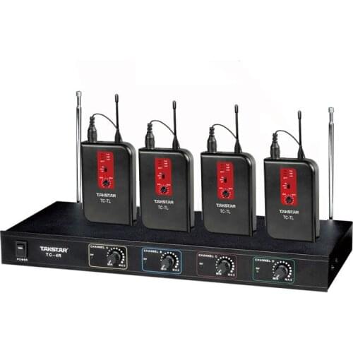 Takstar TC-4R VHF Wireless Microphone Receiver 1PCS + 4PCS TC-TL VHF wireless lapel microphone, One to Four wireless microphone