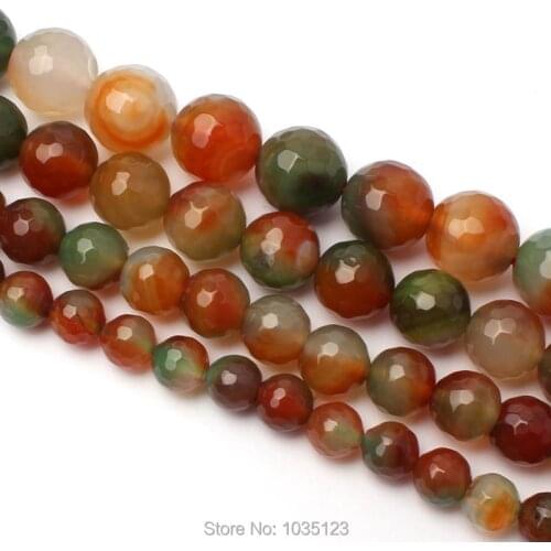 High Quality 4/6/8/10/12/14mm Natural Peacock Agates Faceted Round Necklace Bracelet Jewelry Gems Loose Beads 15 Inch wj270