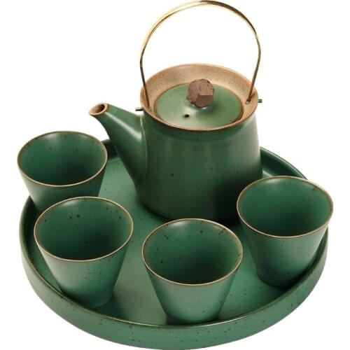 Japanese A Pot of Four Cups of Coarse Pottery Tea Travel Tea Ceramics Kung Fu Tea Set Chinese Tea Set Teapot Set Travel Tea Set