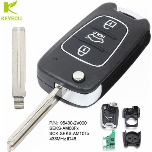 KEYECU Replacement Upgraded Flip Remote Key Fob 433MHz ID46 for Hyundai Veloster 2012 P/N: 95430-2V000