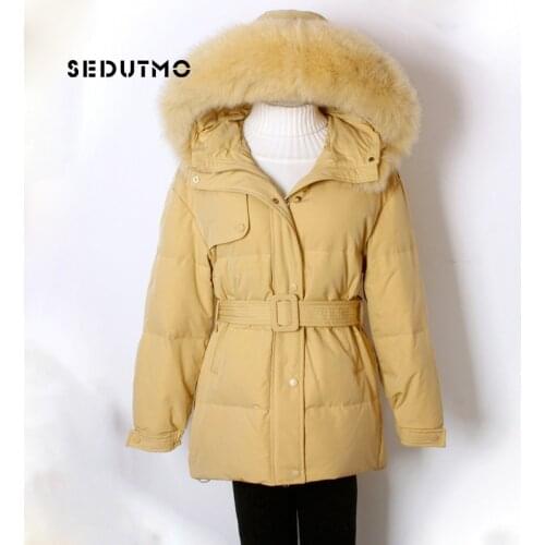 SEDUTMO Winter Thick Warm Duck Down Jackets Women Oversize Tunic Coat Autumn Casual Fur Hooded Puffer Jacket ED1101
