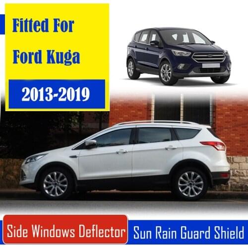 1 Set Chrome Side Vent Sun Shade Window Visors Rain Guard Deflectors For Ford Kuga 2013-2019