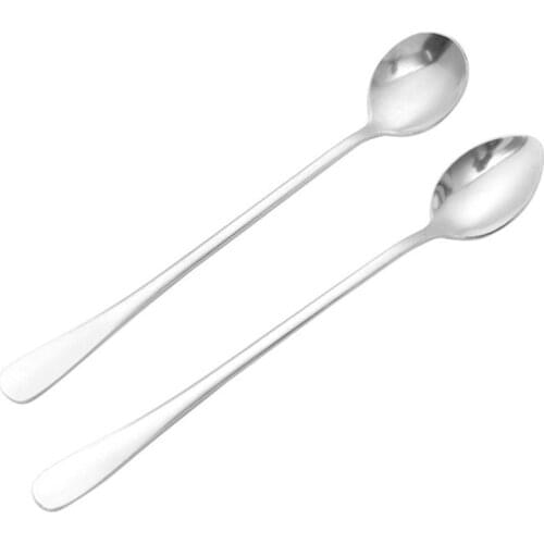 1PC Steel Coffee Spoon Long Handle Ice Cream Dessert Tableware Spoon Kitchen Accessories Drinkware Tea G8V3